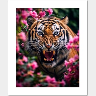 Floral Tiger Roar Posters and Art